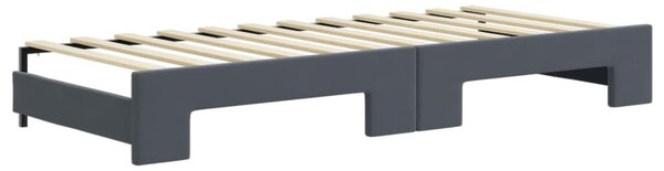 Válenda s přistýlkou a matracemi tmavě šedá 80 x 200 cm samet 3196947