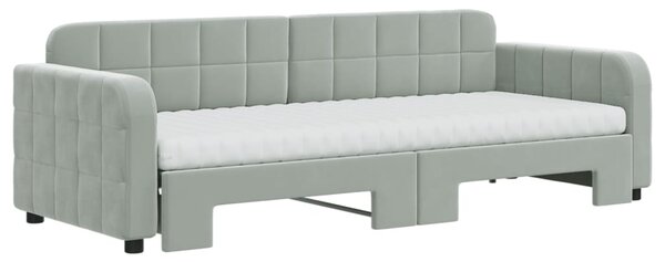 Válenda s přistýlkou a matracemi světle šedá 80 x 200 cm samet 3196946