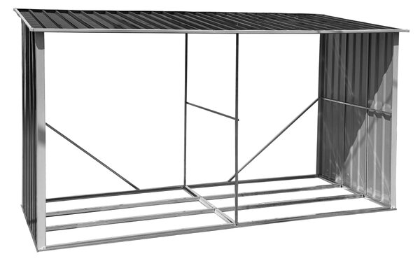 KONDELA Přístřešek na dřevo, antracit/bílá, 377,5x121x194 cm, DARYL TYP 4