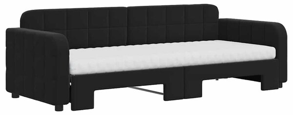 Válenda s přistýlkou a matracemi černá 80 x 200 cm samet 3196950