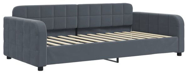 Válenda s přistýlkou a zásuvkami tmavě šedá 90 x 200 cm samet 3196978