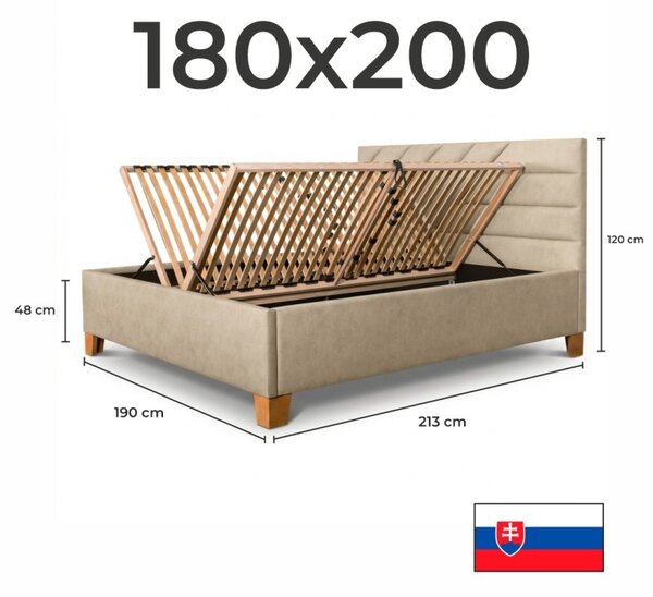 Postel čalouněná BOMAL + lamelový rošt + matrace EMI