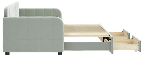 Válenda s přistýlkou a zásuvkami světle šedá 80 x 200 cm samet 3196970