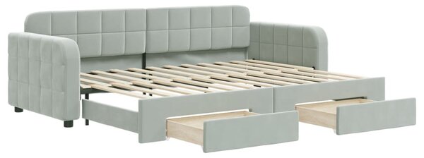 Válenda s přistýlkou a zásuvkami světle šedá 80 x 200 cm samet 3196970