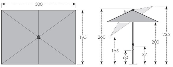 Doppler EXPERT zahradní slunečník 300 x 200 cm antracit