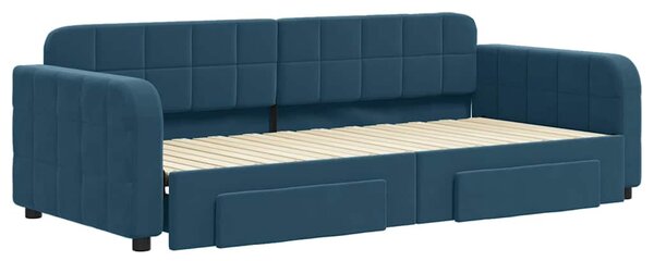 Válenda s přistýlkou a zásuvkami modrá 90 x 200 cm samet 3196976
