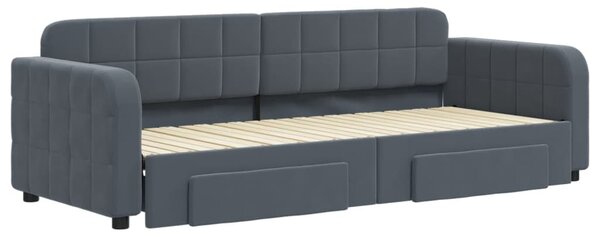 Válenda s přistýlkou a zásuvkami tmavě šedá 80 x 200 cm samet 3196971