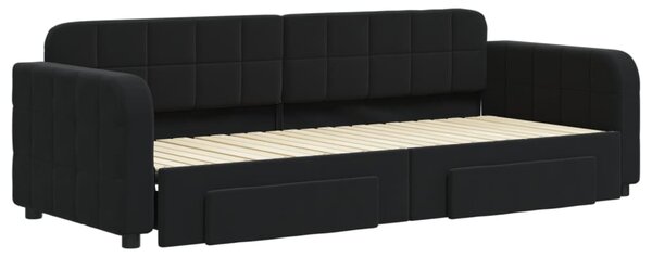 Válenda s přistýlkou a zásuvkami černá 80 x 200 cm samet 3196974