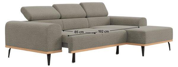 KONDELA Rohová sedací souprava s elektrickou funkcí výsuvu, hnědošedá Taupe, pravá, KARLO