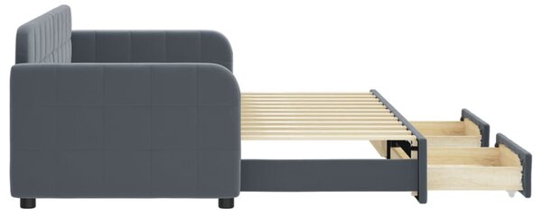Válenda s přistýlkou a zásuvkami tmavě šedá 80 x 200 cm samet 3196971