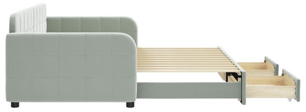 Válenda s přistýlkou a zásuvkami světle šedá 90 x 200 cm samet 3196977