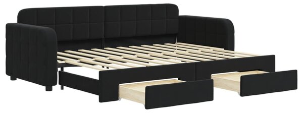 Válenda s přistýlkou a zásuvkami černá 80 x 200 cm samet 3196974