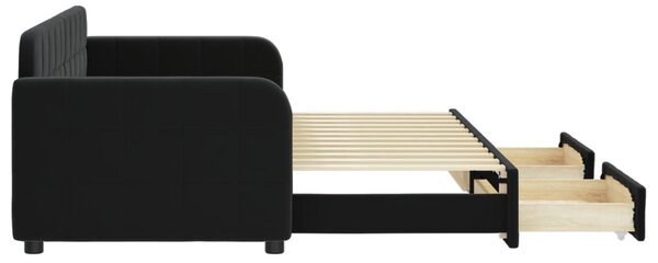 Válenda s přistýlkou a zásuvkami černá 80 x 200 cm samet 3196974