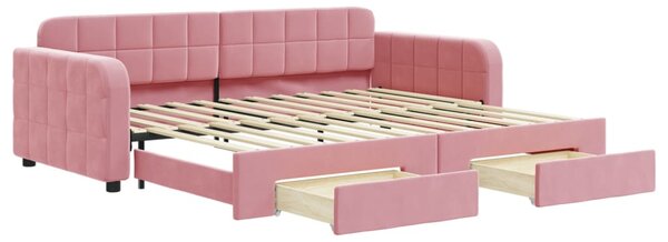Válenda s přistýlkou a zásuvkami růžová 90 x 200 cm samet 3196980