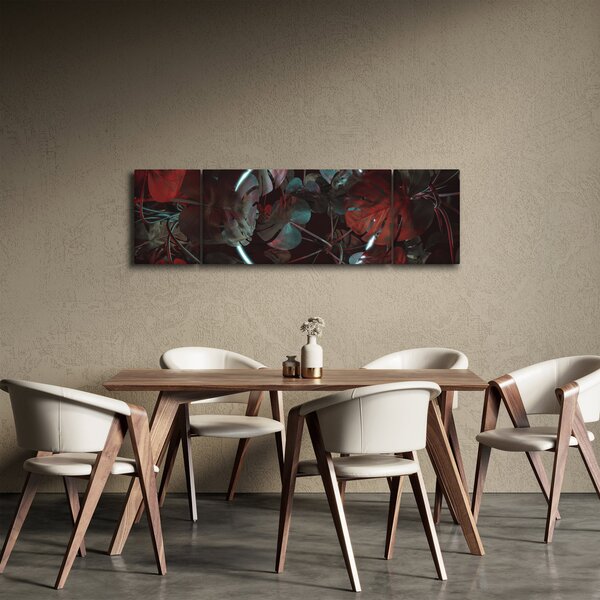 Obraz - Neonový kruh mezi palmami (170x50 cm)