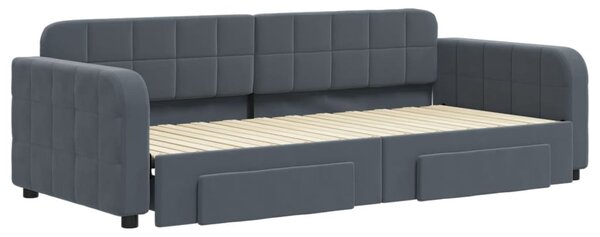Válenda s přistýlkou a zásuvkami tmavě šedá 90 x 200 cm samet 3196978