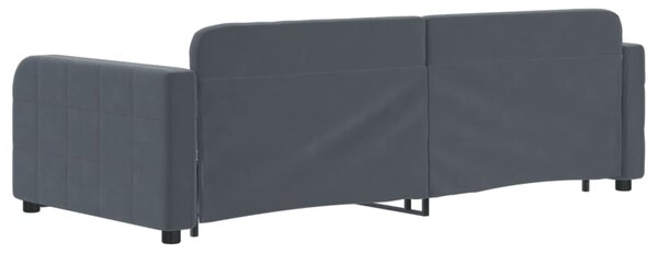 Válenda s přistýlkou a zásuvkami tmavě šedá 90 x 200 cm samet 3196978