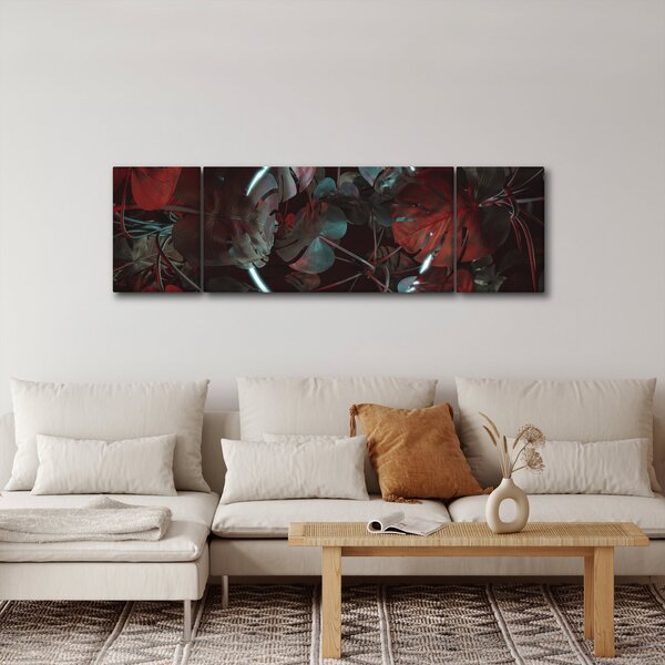 Obraz - Neonový kruh mezi palmami (170x50 cm)