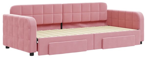 Válenda s přistýlkou a zásuvkami růžová 90 x 200 cm samet 3196980
