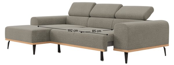 KONDELA Rohová sedací souprava s elektrickou funkcí výsuvu, hnědošedá Taupe, levá, KARLO