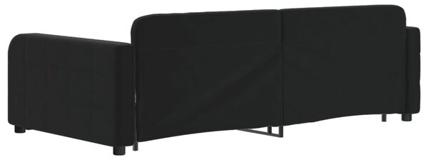 Válenda s přistýlkou a zásuvkami černá 100 x 200 cm samet 3196988