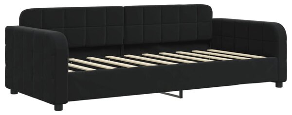 Válenda s přistýlkou a zásuvkami černá 90 x 190 cm samet 3196992