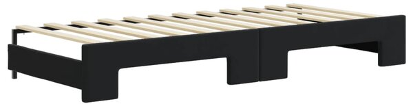 Válenda s přistýlkou a zásuvkami černá 80 x 200 cm samet 3196998