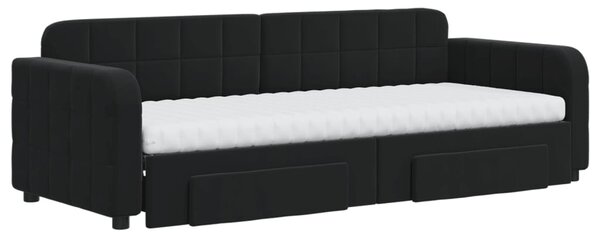Válenda s přistýlkou a zásuvkami černá 80 x 200 cm samet 3196998