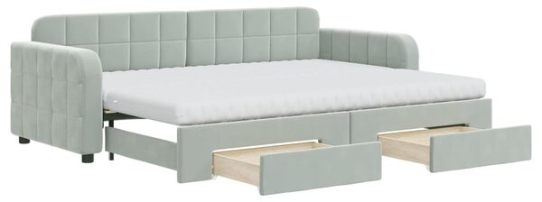 Válenda s přistýlkou a zásuvkami světle šedá 80 x 200 cm samet 3196994