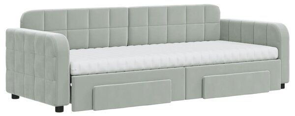 Válenda s přistýlkou a zásuvkami světle šedá 80 x 200 cm samet 3196994