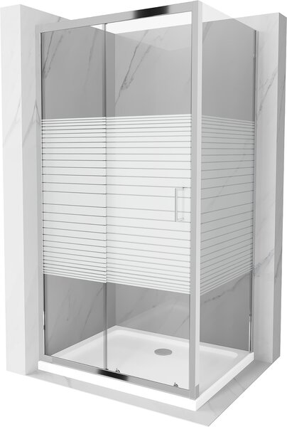 Mexen Apia posuvný sprchový kout 120 x 100 cm, 5mm sklo, chromový profil-čiré sklo/pásy + slim sprchová vanička 5cm, 840-120-100-01-20-4010
