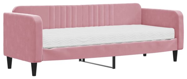Válenda s matrací růžová 80 x 200 cm samet 3197035
