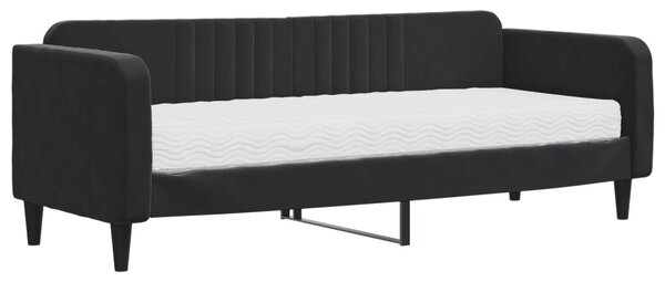 Válenda s matrací černá 80 x 200 cm samet 3197036
