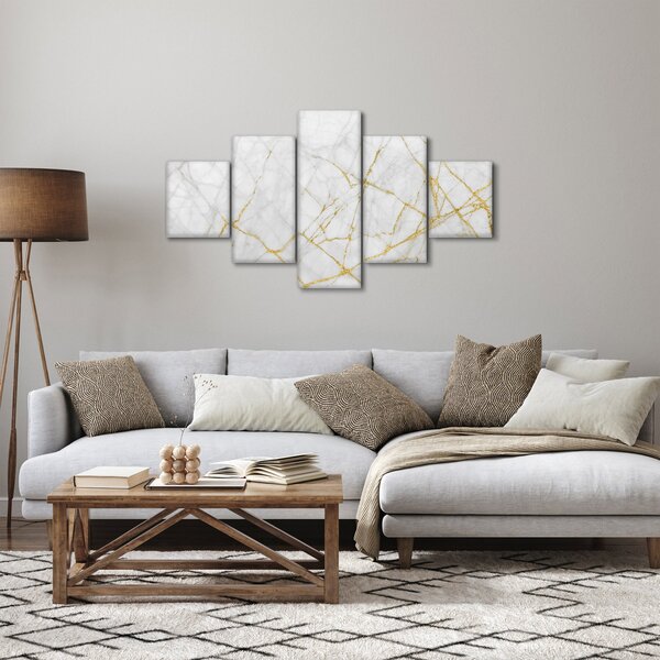 Obraz - Bílo-zlatý mramor (125x70 cm)