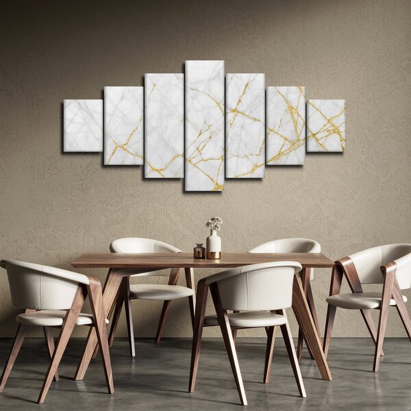 Obraz - Bílo-zlatý mramor (210x100 cm)