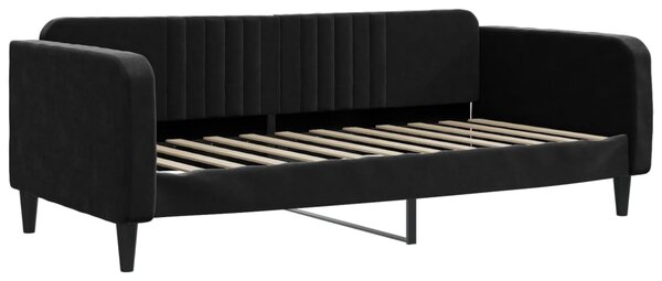 Válenda s přistýlkou a zásuvkami černá 90 x 200 cm samet 3197115