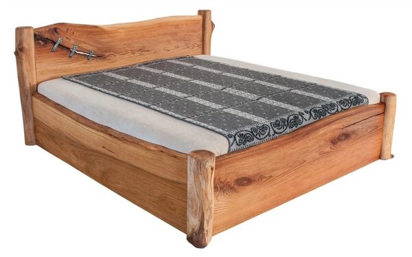 Masivní designová postel ADIANNA s úložným prostorem z jilmového dřeva, 200x180