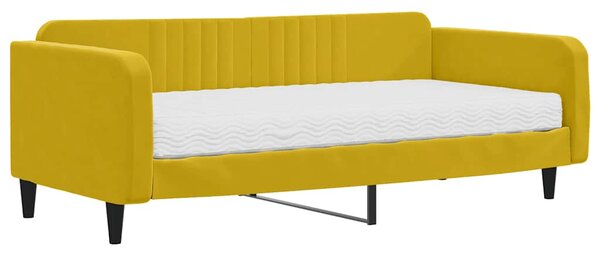 Válenda s matrací žlutá 100 x 200 cm samet 3197051