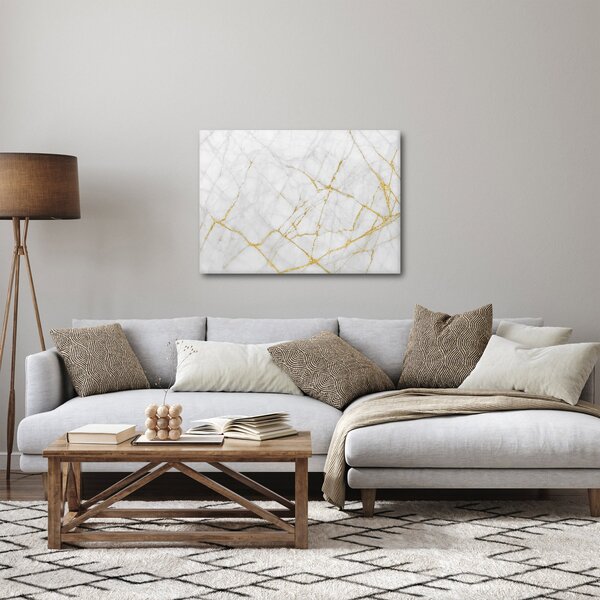 Obraz - Bílo-zlatý mramor (70x50 cm)