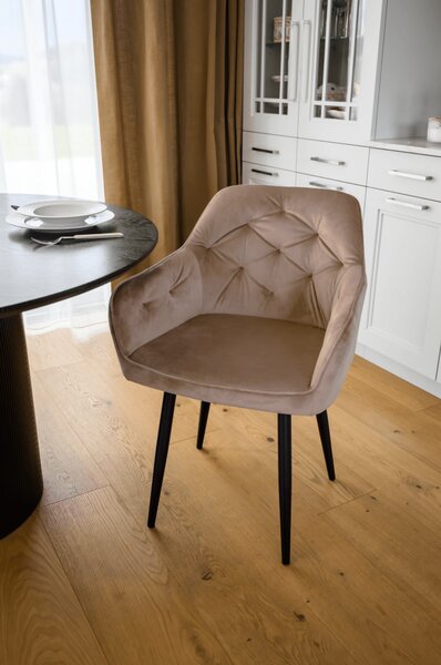 KONDELA Designové křeslo, světle hnědá Velvet látka, VERIO