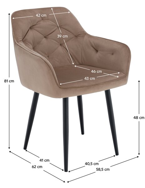 KONDELA Designové křeslo, světle hnědá Velvet látka, VERIO