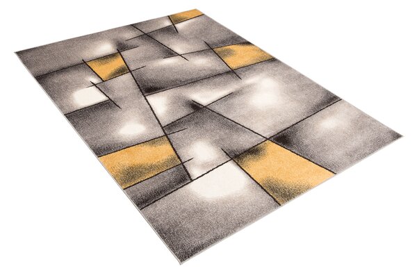 Makro Abra Kusový koberec FIESTA 36301/37225 Geometrický šedý žlutý Rozměr: 80x150 cm