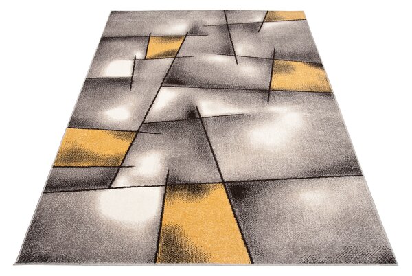 Makro Abra Kusový koberec FIESTA 36301/37225 Geometrický šedý žlutý Rozměr: 80x150 cm