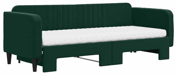 Válenda s přistýlkou a matracemi tmavě zelená 80 x 200 cm samet 3197082