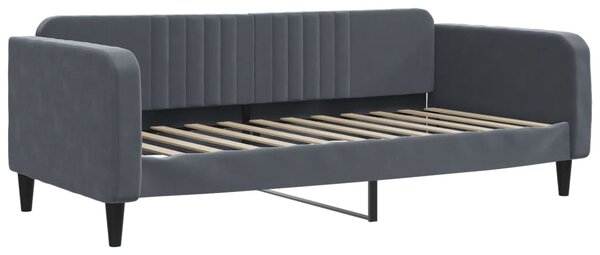 Válenda s přistýlkou a matracemi tmavě šedá 90 x 200 cm samet 3197088