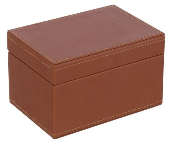 Hnědý box z umělé kůže s kartami a kostkami Cognacco - 17*12*10 cm - J-Line by Jolipa