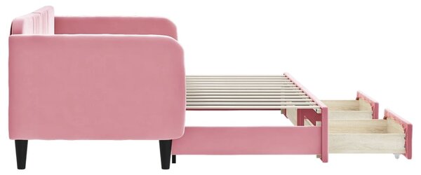 Válenda s přistýlkou a zásuvkami růžová 80 x 200 cm samet 3197107