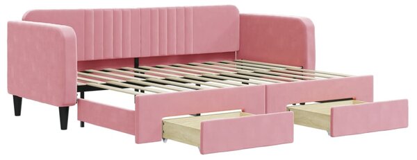 Válenda s přistýlkou a zásuvkami růžová 80 x 200 cm samet 3197107