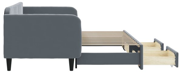 Válenda s přistýlkou a zásuvkami tmavě šedá 90 x 200 cm samet 3197112