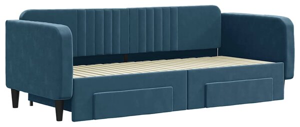 Válenda s přistýlkou a zásuvkami modrá 90 x 200 cm samet 3197110